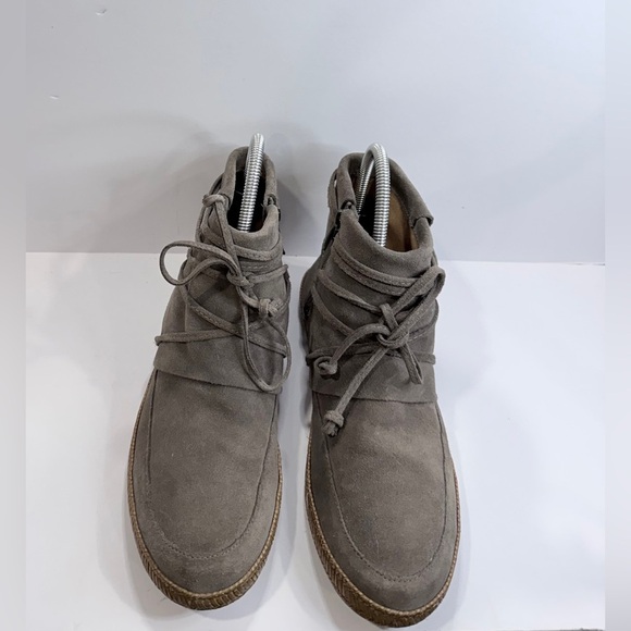 UGG Shoes - UGG Suede Ankle Boots Taupe Gray Women’s 10 Side Zip Lace Wrap